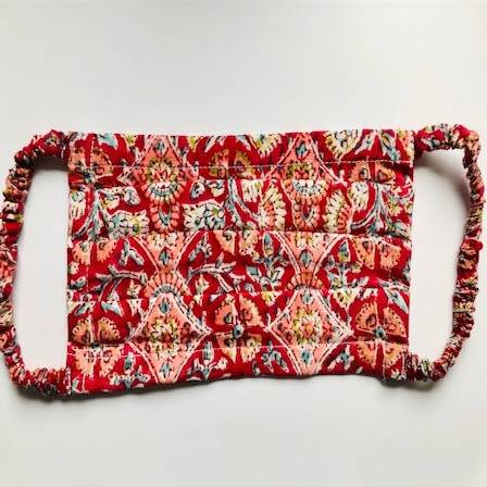 RED & ORANGE BLOCK PRINTED FACE MASK